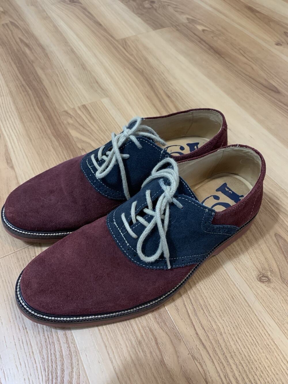 1901 John W Nordstrom Mens 8.5 M Burgundy Navy Suede Leather Derby Shoes